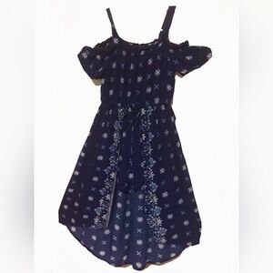 Girls Justice size 10 Large Navy Blue Cold Shoulder Romper Dress